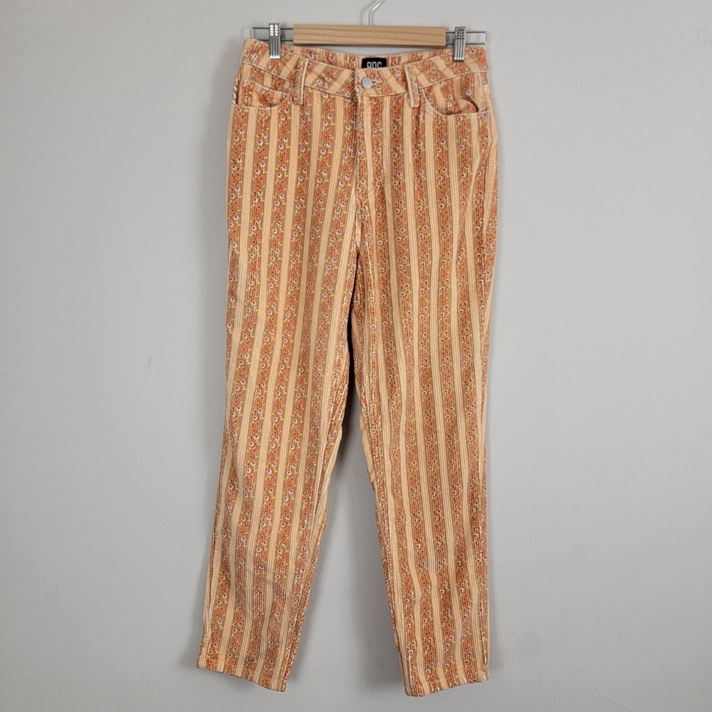 Urban Outfitters BDG Corduroy Pants Womens 28 Floral Striped Mom High Rise Fall